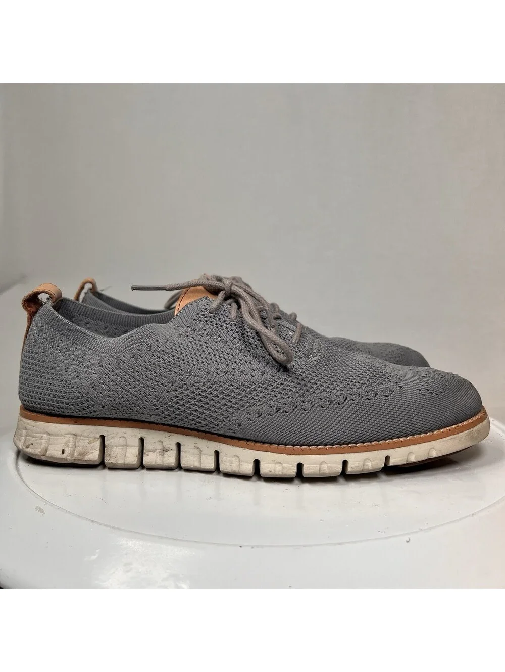 Cole Haan Zerogrand Stitchlite Wingtip Oxford Gray Knit Shoes Men’s Sz 9M C24944